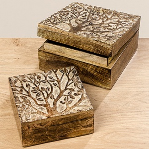Коробка деревянная Дерево большая L= 18см (арт. 1009163)